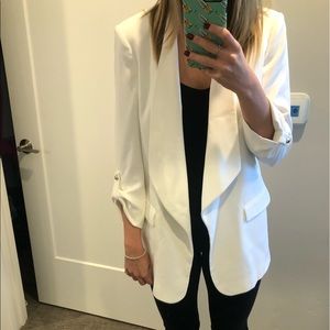 Zara oversized white open front blazer